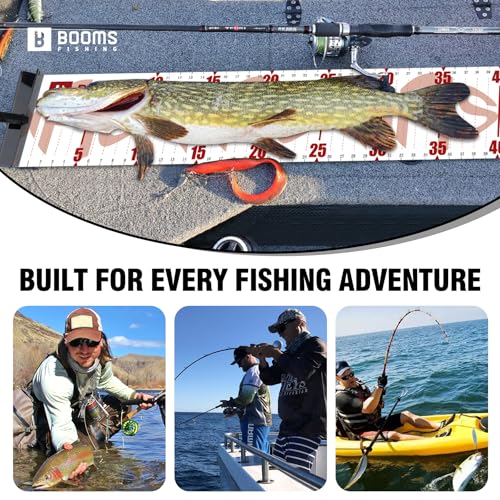 Booms Fishing 59" Fish Ruler: Foldable Fishing Ruler - Waterproof Fish Measuring Tape with Bump Board - Saltwater Fishing Measuring Tool for Angler, RL4 Red - color: Red with white