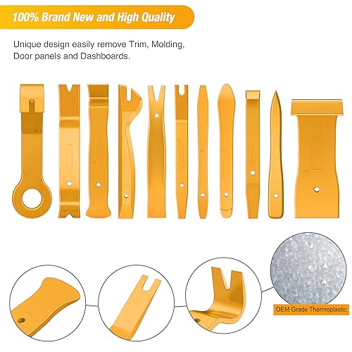 GOOACC 40Pcs Trim Removal Tool,Auto Terminal Removal Key Tool,Auto Clip Pliers Stereo Removal Tools,Car Upholstery Repair Removal Kit,Precision Hook and Pick Set,Wiring Threader,Car Film Scrape-Yellow - color: Yellow