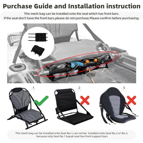 MORXPLOR Kayak Canoe Mesh Storage Bag for Seat,Kayak Gear Accessories,Kayak Canoe Seat Storage Compartments,Storage Bag Under Kayak Seat-Attach to Seat