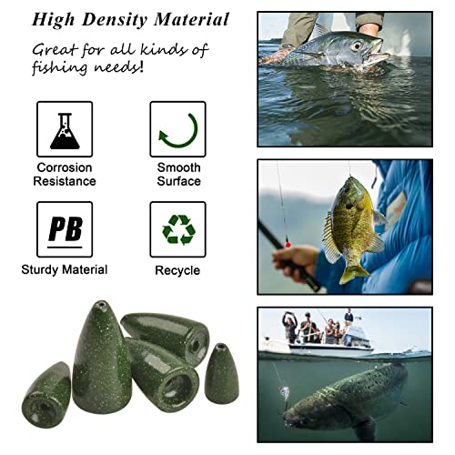 Bullet Sinkers Bass Fishing Weights Kit 88PCS Painted Worm Fishing Flipping Weight Texas Rig Weights Set for Bass Fishing