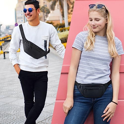 AIKENDO Fanny Pack for Men Women, Crossbody Waist Bag Pack Phone Bag | Belt Bag for Travel Walking Running Hiking Cycling, Adjustable Lightweight Hip Pack, Easy Carry Any Phone,Wallet (Black) - color: Black