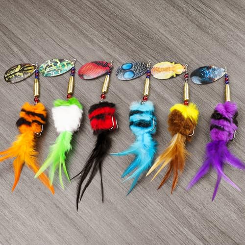 THKFISH Musky Pike Walleye Fishing Lure, Rooster Tail Fishing Lures with Hard Metal Brass Inline Spinner Baits with Tackle Box for Trout Bass Salmon Freshwater Saltwater Lures - color: Black&Blue, size: 1.3 oz---2pcs