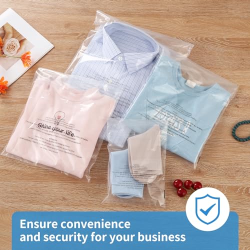 iMailer - 500 Pcs - 12" x 15" Poly Bags with Suffocation Warning Self Seal- Clear Shipping Bags 1.6 Mil for Clothing, Shirts, Packaging - Permanent Adhesive - size: 12" x 15", style: Permanent Glue