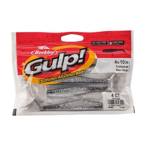 Berkley Gulp! Paddleshad Fishing Soft Bait - color: Black Silver, size: 4"