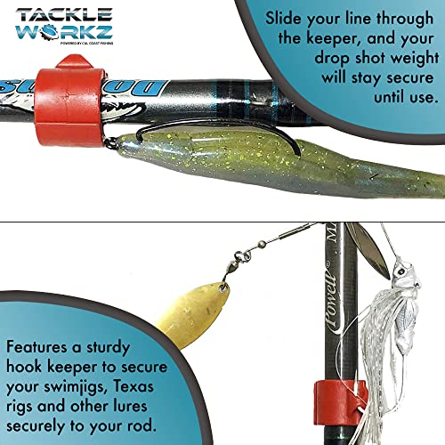 Cal Coast Cali Clip Drop Shot Weight and Hook Holder — Durable Molded Plastic Drop Shot Keeper to Prevent Line Snagging — Includes a Fishing Hook Keeper that can Hold Lures — 3 Sizes - color: Yellow