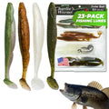 Charlie's Worms Bass Lures Freshwater Fishing Lure - Scented Artificial Softbait for Freshwater & Saltwater Bass Fishing, Swimbait, Softbait - style: Swim Bait Lil Zipper Dipper (23-piece)