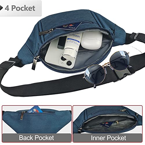 AIKENDO Fanny Pack for Men Women, Crossbody Waist Bag Pack Phone Bag | Belt Bag for Travel Walking Running Hiking Cycling, Adjustable Lightweight Hip Pack, Easy Carry Any Phone,Wallet(Dark blue) - color: Dark blue