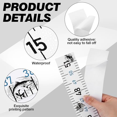 4 Pack Fishing Ruler for Boat 51" Self Adhesive Fishing Measuring Tape Fish Measuring Decals Waterproof Self Adhesive Measurings Ruler Sticker(White) - color: White