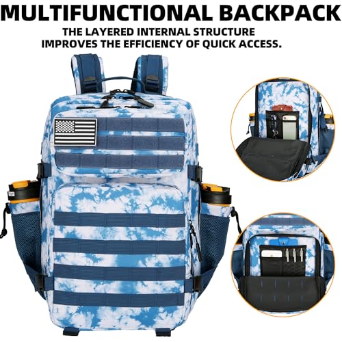 Lovelinks21 45L Tactical Assault Backpack 3 day assault pack with Molle Waterproof backpack Rucksack for Tactical Backpacks (Blue coral) - color: Blue Coral