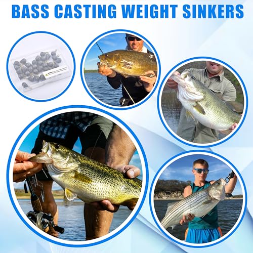Fishing Weights Sinkers,15/30pcs Bass Casting Weights Bell Sinkers Fishing Weights Drop Shot Catfish Sinkers with Brass Swivel for Saltwater Freshwater - size: 1/8oz-30pcs