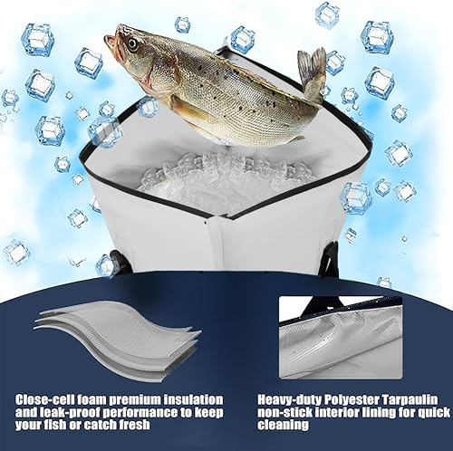 MORXPLOR Insulated Fish Cooler Bag for Fishing 41x17 47x17In 50x20In 60x24 72x30 80X40 Inches,Large Insulated Fish Kill Bag,Fishing Catch Bag Cooler with Water-resistant Zipper - color: 100 Light Grey