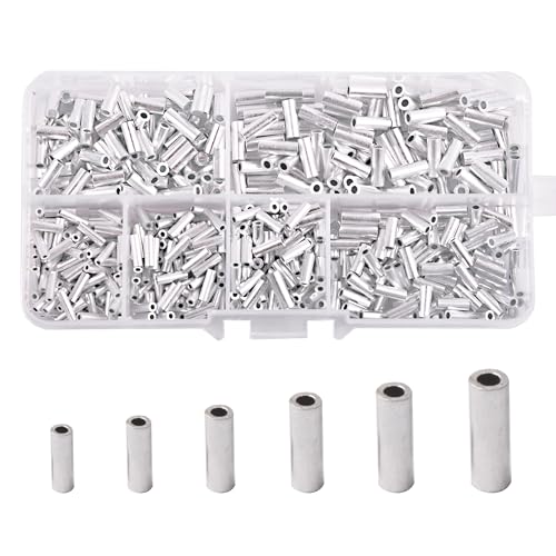 Aluminum Fishing Line Crimp Sleeves, Strong Crimps for Fishing Line Monofilament Saltwater Wire Leader Rigging Rope Cable (600pcs) - color: 600pcs
