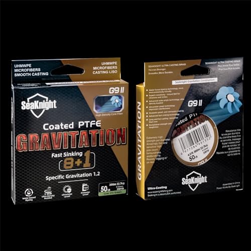 SeaKnight G9 II 8+1 Braide line, 9 Strands Braided Fishing Line Fast Sinking Fishing Line 164Yds/328Yds Seawater-Proof UV-Proof Coated PTFE Sea Fishing Line Braid 17-80LB - color: Hi-vis Green, size: 22LB(0.16mm)-328Yds