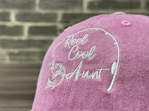 Fishing Baseball Cap for Men Women, Adjustable Embroidered Hat | Fishing Gear, Outdoor Adventure Design, Precision Embroidery Craft, One Size Adjustable Fit - color: Aunt (Washed Pink)