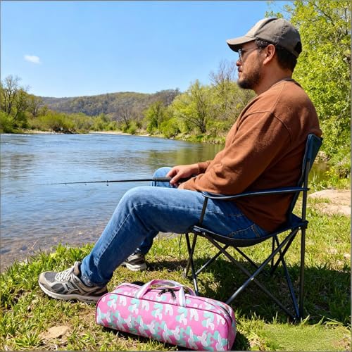Portable Fishing Rod Bag Collapsible Fishing Bag Large Capacity Outdoor Nylon Carrying Case - size: 40CM Lenght-Pink