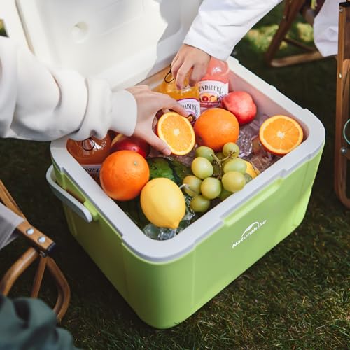 Naturehike 5.3/15/19 QT Hard Cooler, Insulated Ice Chest Box, Portable Ice Retention Cooler for Beach Camping Picnic Fishing Barbecue - color: Green, size: 19QT