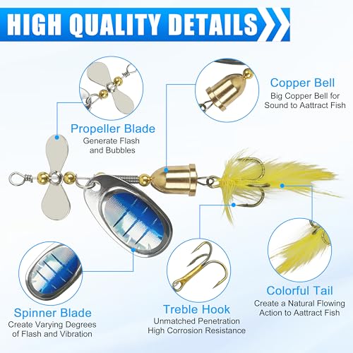 Spinnerbaits Rooster Bait Tail Fishing Lures Kit Inline Spinner Spoon Lures Bass Salmon Trout Hard Metal Spinner Baits for Saltwater Freshwater - style: 10pcs Spinnerbaits-b