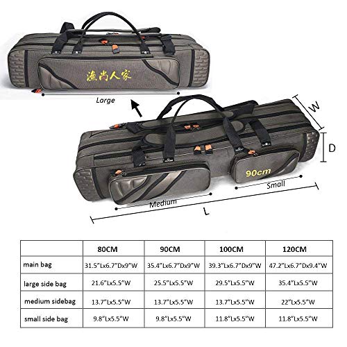3 Layers Portable Folding Fishing Rod Carrier Reel Case Bags Fish Pole Tools Storage Bag Case Pro Gear Tackle (3 layers/80cm(31.5inch)) - size: 3 layers/80cm(31.5inch)
