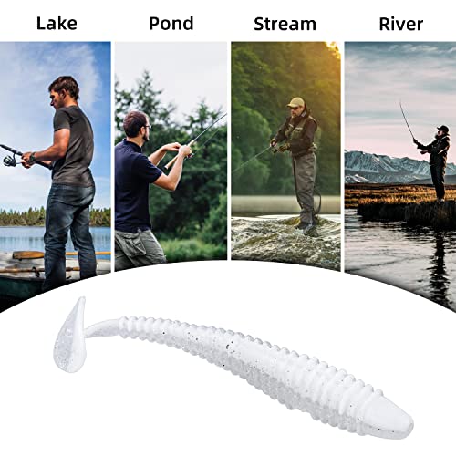 Paddle Tail Swimbaits 100/80/50PCS, 5/4/3/2 inch Soft Fishing Lures Bulk Pack – Durable Lifelike Action Lures for Bass, Trout, Crappie – Freshwater & Saltwater Fishing Gifts - color: Assorted Colors, size: 2in, 100pcs