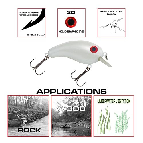 Luck E Strike Crappie Magic Crankbait (2 Inch Crappie Lure) Made in The USA - color: Pearl White