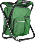 Kikerike Portable Stool Backpack Cooler Chair 300 LBS Max Load Folding Fishing Cooler Backpack Stool for Outdoors Hiking Beach Travel - Army Green - color: Army Green