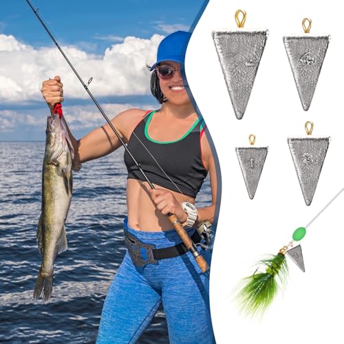 Zhanmai 27 Pieces Pyramid Fishing Weights Sinkers Triangle Rig Pyramid Sinkers for Ocean Saltwater Surf Bass Catfish Fishing Weights Casting Gear Tackle Essential - size: 1oz, 3oz, 4oz, 6oz