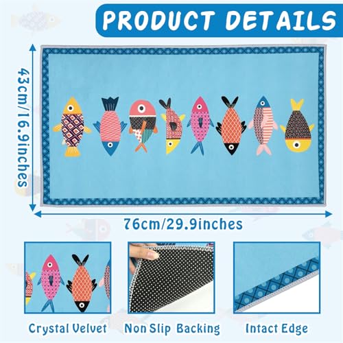 Welcome Entrance Doormat Inside Outside Small Fish Door Mat Ocean Fish Beach Doormat Indoor Outdoor Non-Slip Mat for Patio Aesthetic Welcome Rug Front Back Door Blue Washable Entryway Mat - color: Fish