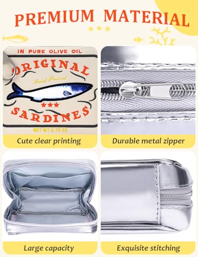Cessfle Canned Sardines Makeup Bag, Funny Sardine Tin Fish Cosmetic Bag, Creative Cute Makeup Bag Kawaii Pencil Case Pouch, Coquette Make up Pouch for Women - color: Beige