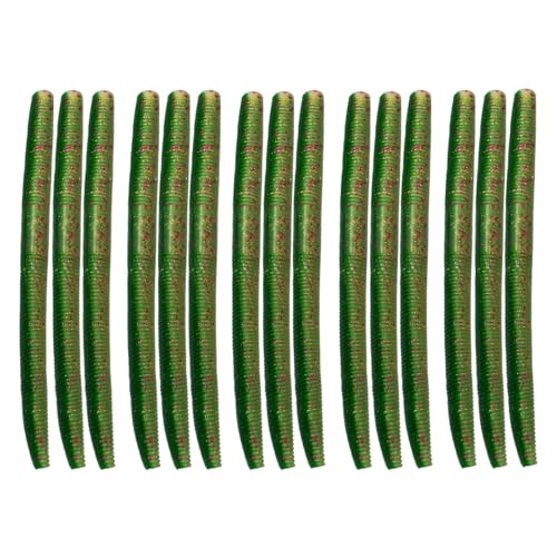 Senko Worms for Bass Fishing - 4" / 5" Soft Plastic Baits with Scented & Flavored Salt Impregnation - 15pcs Freshwater Saltwater Fishing Lures Kit - color: E#, size: 4"