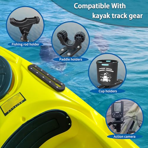Huntury Kayak Track, Kayak Low Profile Track, Kayak Rail, Kayak Accessories Mount Track, Kayak Gear Track for Fishing Rod Holder, Fish Fider, Cup Holder, Anchor Cleats - style: 2pcs 8“ Length