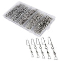 150PCS Fishing Swivels Snaps Kit, Ball Bearing Barrel Swivels Fishing Tackle 2# 4# 6# 8# 10#, Quick Change Snap Swivels Fishing Tackle, Saltwater Freshwater Fishing Accessories Gift