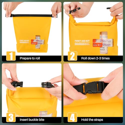 RHINO RESCUE Waterproof Boat First Aid Kit, Lightweight Boat Accessories Dry Bag, Emergency Marine Survival Supplies for Outdoor Kayak, Fishing, Floating, Swimming, Beach & Camping (Green) - color: Green
