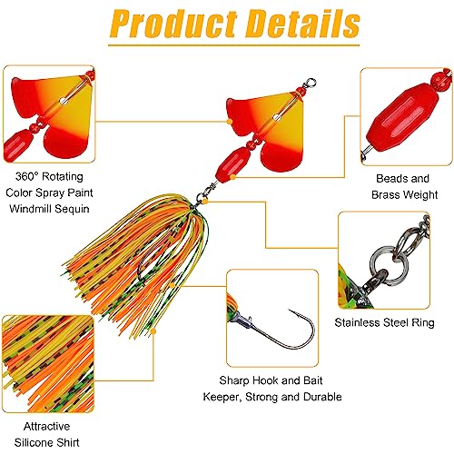 Spinnerbaits Buzzbaits Bass Fishing Lures Kit Buzz Bait Multicolor Spinner Bait Swimbait Metal Jig Lure for Bass Pike Trout Fishing - style: B-6pack