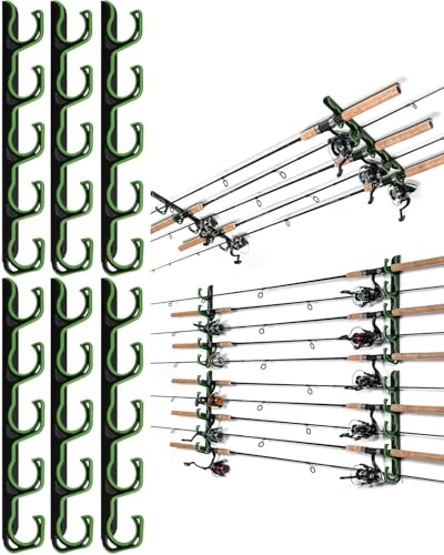 Ghosthorn Fishing Rod Holders for Garage Fishing Pole Holders Ceiling or Wall Mounted Fishing Rod Rack garage Storage Organizer Fishing Gear Equipment for Men Women (Green, 3 Packs) - size: 3 packs holds up 15 rods, style: Green