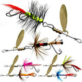 Trout Lures Fishing Spinnerbaits, Rooster Bait Tail Hard Metal Brass Spinner Baits Trout Fishing Lures for Bass Salmon Pike Freshwater Saltwater - color: A1-N03-6pcs-1/16oz