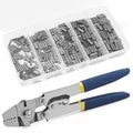Fishing Crimping Tool Kit Wire Crimping Tool Stainless Steel Fishing Crimping Pliers with 300pcs Aluminum Crimp Sleeves Kit Effort-Saving Wire Crimper Tool, 4 Size Crimp Sleeves Fishing Tackle Pliers - color: Stainless Steel Crimping Pliers