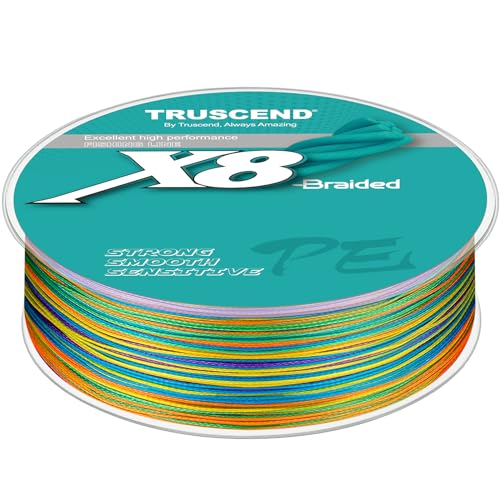 TRUSCEND X8 Braided Fishing Line, Durable and Valuable PE Braid Line for Professional, More Thinner More Smoother Performance for Casting Well, Must-Have Freshwater Fishing Gear, Fishing Gift for Men - color: Multicolor A, size: 25 LB (300 yards)