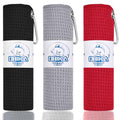 Microfiber Fishing Towels with Clip, Waffle Pattern for Effective Cleaning of Fishing Gears or Dirty Hands, 16” x 16”, Camping Towels, Hiking Towels, Pack of 3 (Black/Grey/Red) - color: Black/Grey/Red