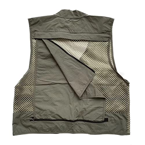 Men Mesh Breathable Multi-Pocket Vest Outdoor Travelers Fly Fishing Photography - color: Green, size: X-Small
