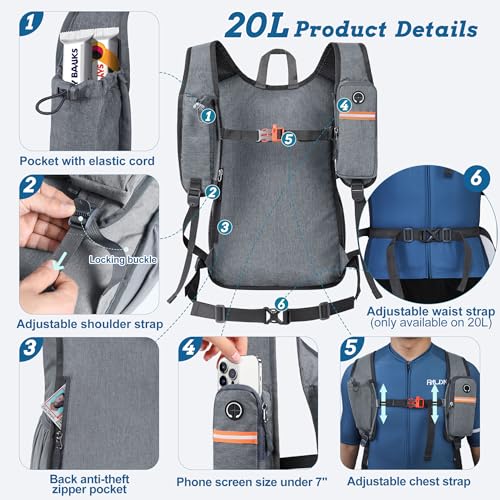 BECOJADDE 20L Small Hiking Backpack for Men Women Foldable Packable Back Pack Ultralight Hiking Daypack for Travel Camping Outdoor, Gray - color: Gray, size: 20L