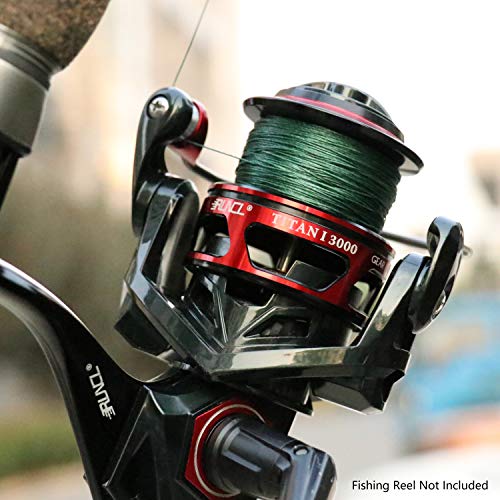 RUNCL PowerBraid Fishing Line 4/8/9 Strands, Braided Fishing Line 300/500/1000Yds - Seamless Weaving Tech, Enhanced Coating Tech, Zero Stretch, High Sensitivity, Smaller Diameter - Braid Line 15-115LB - color: Moss Green, size: 20LB-500yds(4 Strands)