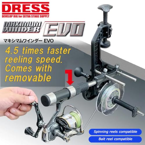 [DRESS Japan] DRESS EVO Maximum Line Spooler – Fishing Line Spooler Fast Fishing Line Winding & Recycling Tool Compatible with Most Reels Beginner Friendly Easy to use【Imported from Japan】
