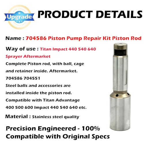 704586 Piston Pump Repair Kit Piston Rod 704-551 for Titan Impact 440 540 640 Sprayer Aftermarket
