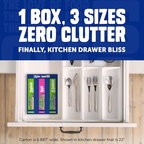 Ziploc Lunch Trio Variety Pack, Easy Open and Close, Plastic Food Storage Bags, 225 count
