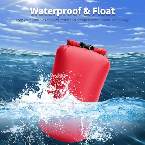 Waterproof Dry Bags 3 Pack (5L, 10L, 20L) - Lightweight Waterproof Storage Bags for Travel, Boating, Fishing, Rafting, Swimming, Camping & Outdoor Activities - Durable & Compact Design, Red - color: Red