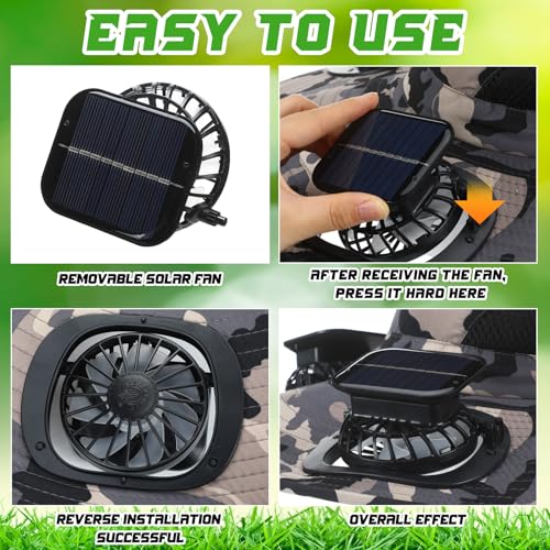Berlune Sun Hat with 2 Solar Fan Wide Brim Fishing Bucket Hat USB & Solar for Men Women UPF 50+ Cooling for Fishing Beach - color: Gray, size: 5.9 Inch Brim