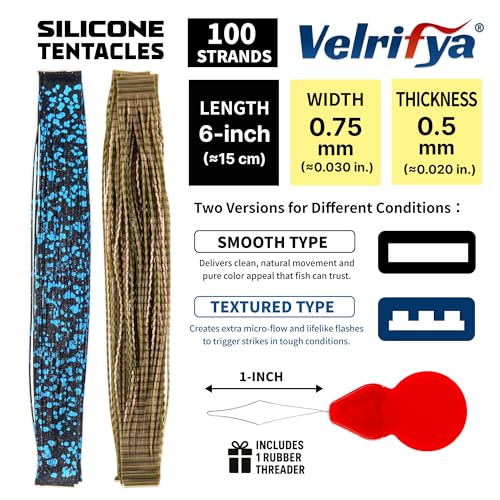 Silicone Skirt Tabs & Tentacle Strands Set for Dice Lure Builds, Japanese-Style Rubber Legs DIY Kit for Soft Baits, with Threader Tool, Fishing Lure Material for Jig Skirts - color: 05 - June Bug, size: Textured Type