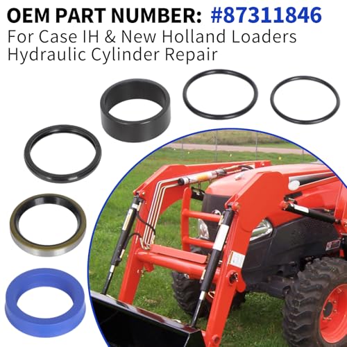 Seal Kit 87311846 for Case IH & New Holland Loaders Hydraulic Cylinder Repair 1.75'' Bore & 1.38'' Rod | 6-pc Nitrile Seal Replacement Set