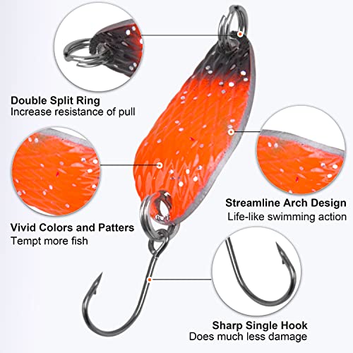 Trout Spoons Fishing Spoon Lure Set Single Hook Trout Lures Hard Metal Trout Baits Mini Fishing Jig Spoon Lures for Perch Char Crappie - color: Type A ( 12pcs )