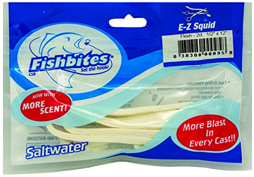 Fishbites EZ Squid - Fast Acting - color: Flesh, size: 12"x0.5"